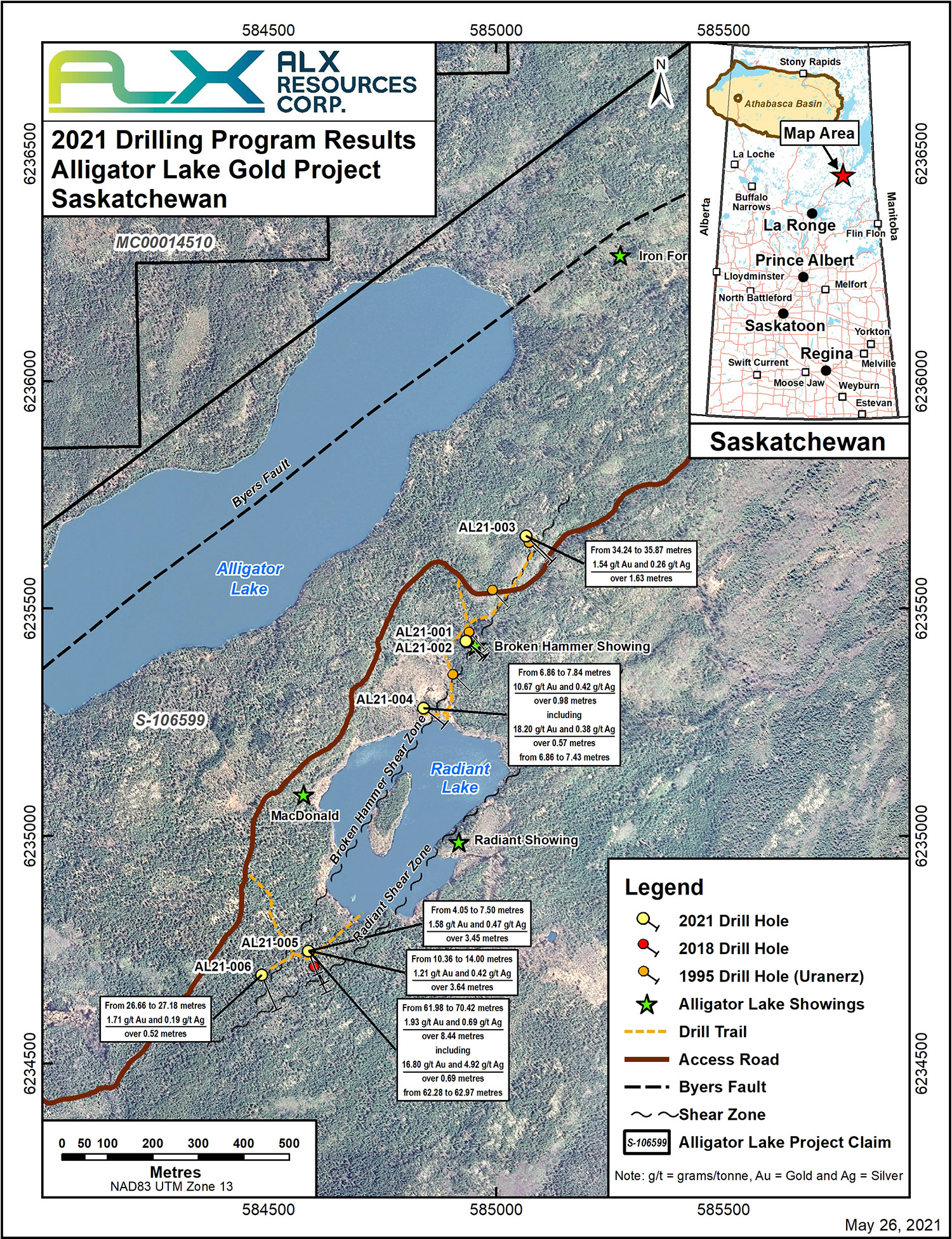 Alligator Lake Gold 2021 drilling program results