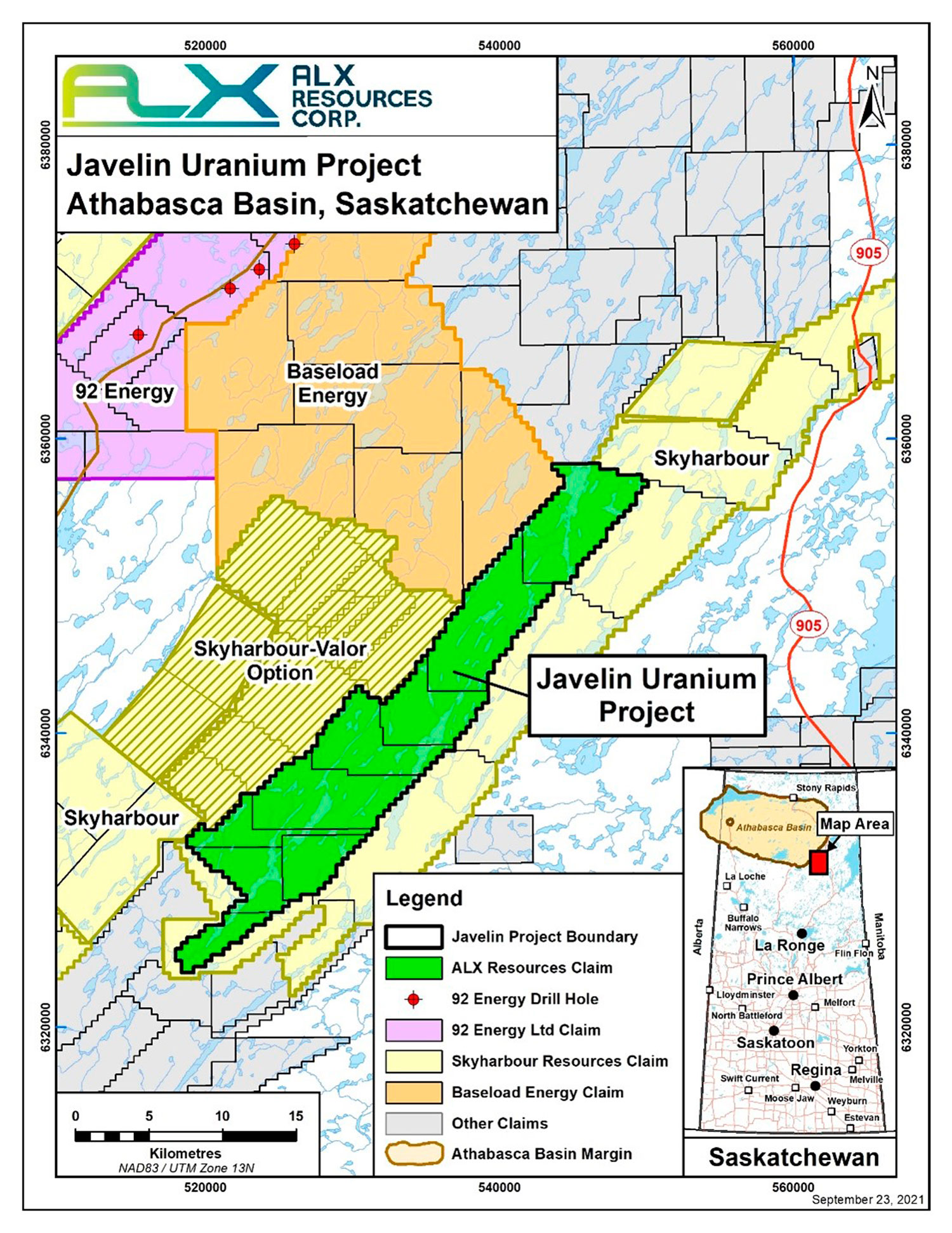 Javelin Uranium Project Map