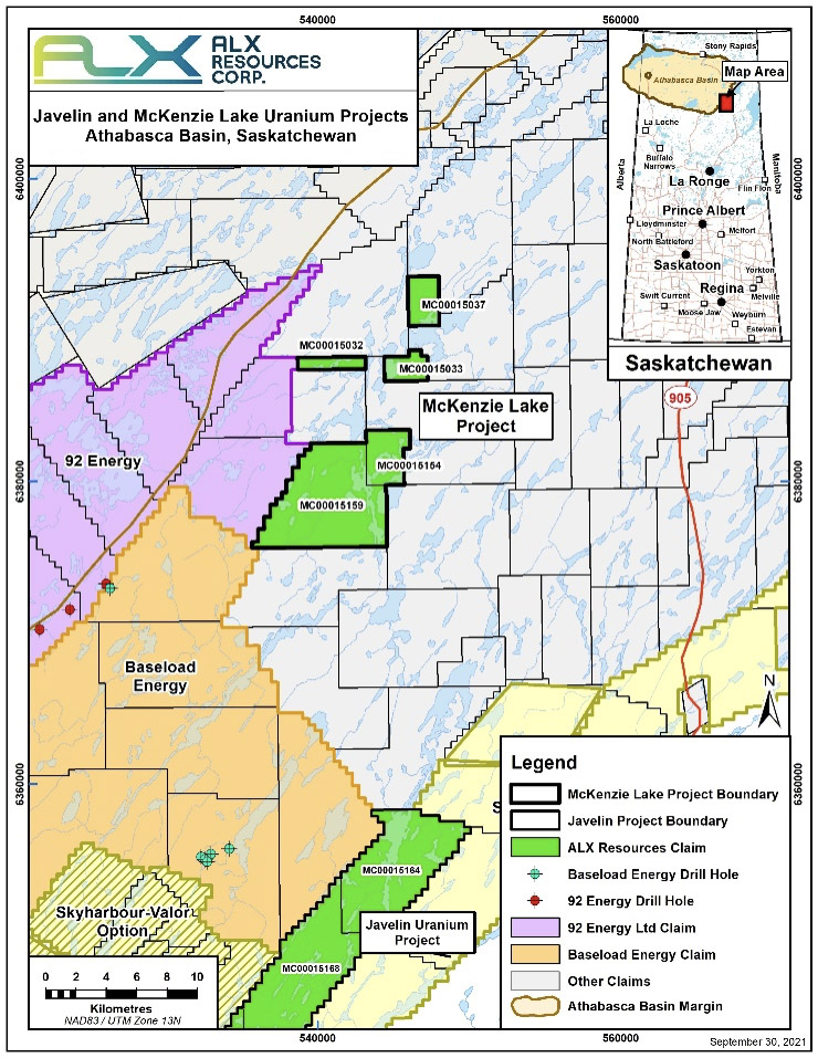 Javelin & McKenzie Lake Uranium projects map