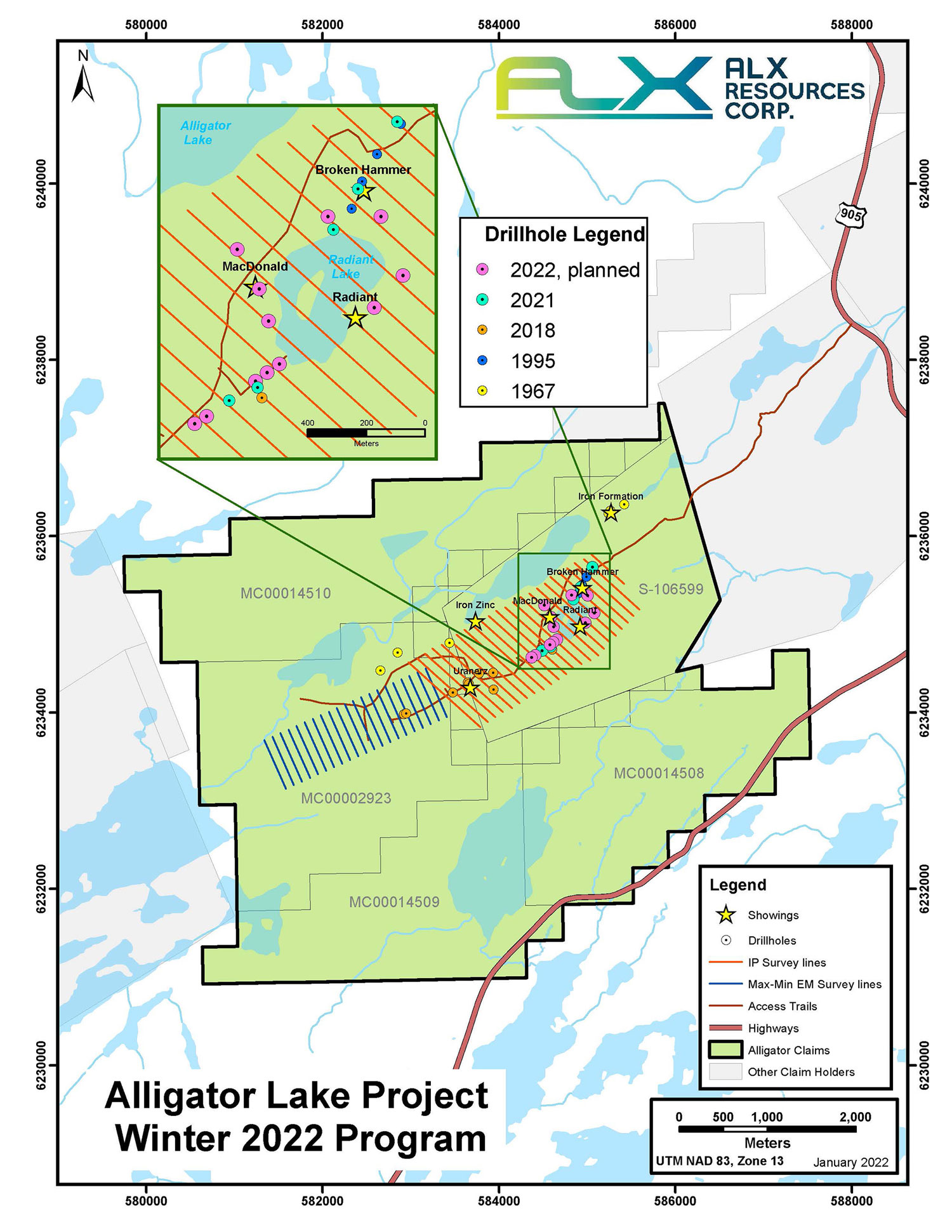 ALX’s 2022 Exploration Plan at the Alligator Lake Gold Project