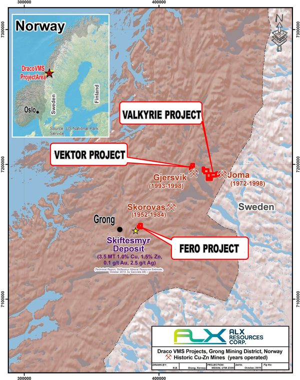 Draco Location Map Showing 3 Main Prospects: Valkyrie, Fero & Vektor